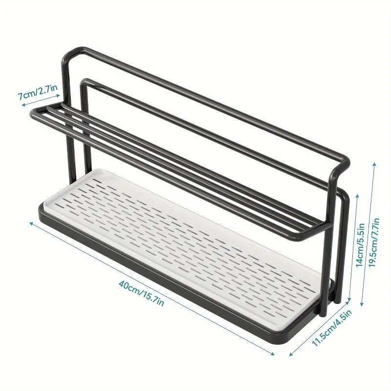1pc Two-Tier Bottle Drying Rack with Drainage Tray - Durable Carbon Steel, Freestanding Kitchen Counter Organizer for Glass, Metal, and Plastic Bottles - Space-Saving Design, No Assembly Required, Standing Shelf 5