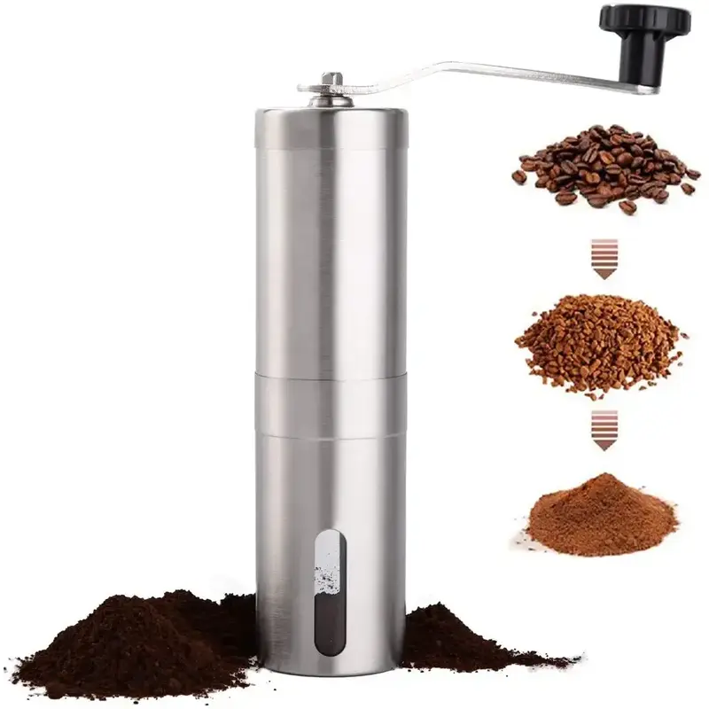 Steel Coffee Grinder Manual Portable Travel Camping Coffee Bean Grinder 8