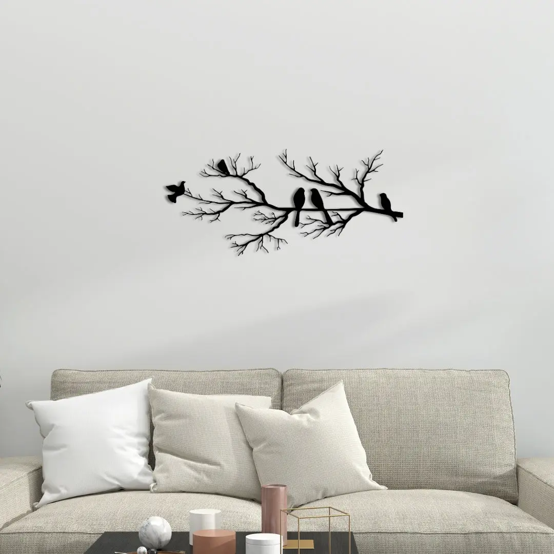 BIRDS ON BRANCH METAL WALL ART