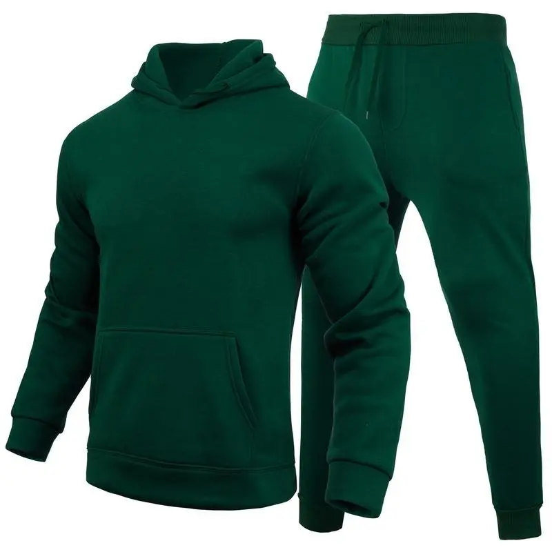 Spring and autumn solid color pullover sweatshirt sports suit hooded men's sports sweatshirt suit 7