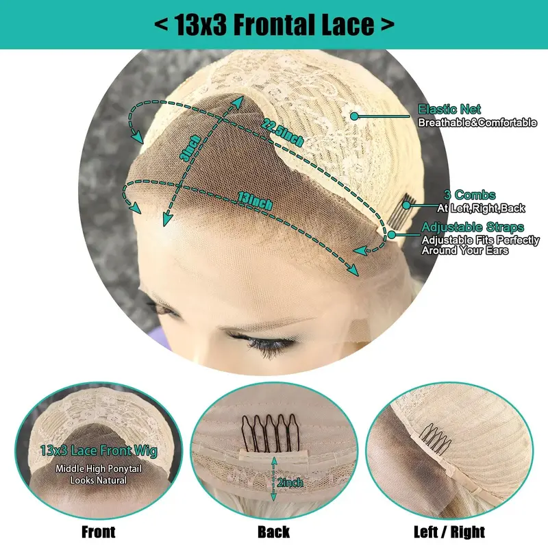 Short Bob Wig Ombre Blonde Lace Front Synthetic Wigs For Women Straight 150 Density 13x3 Colored Dark Roots Glueless Wig 5