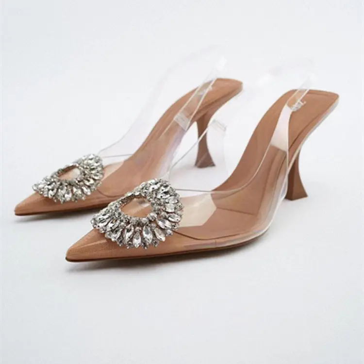 2025 NEW Factory Wholesale Quality Women's Rhinestones Fine High Heels Glass With Bridal Shoes