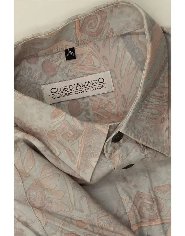 Pre-Owned Vintage CLUB D'AMINGO Mens Abstract Pattern Shirt Size 41/42 Large Grey Cotton 3