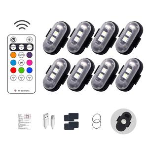 RGB LED Strobe Lights, Remote Control Aircraft Drone Light, Rechargeable Night Warning Light, Flashing Light for Car, Motorcycle, Bike, Camping, Truck, Boat