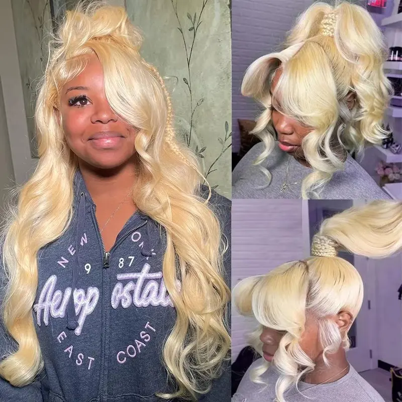 Blonde 360 Lace Front Wig Human Hiar Pre Plucked 613 Blonde Color Full Lace Wigs 100% Human Hair Brazilian Body Wave Frontal Wig 0