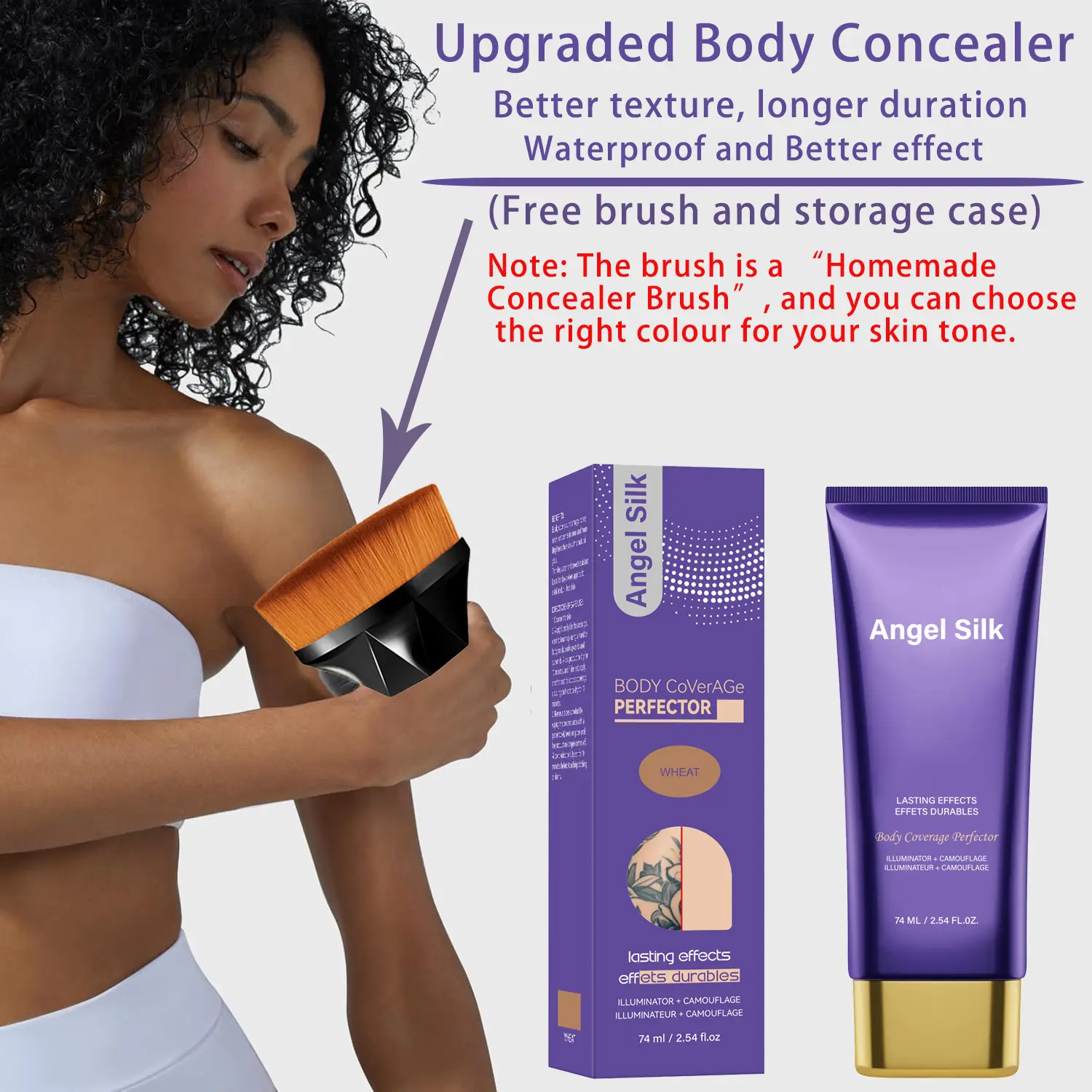 [Angel Silk] Beauty Body Coverage Perfector – Waterproof Leg & Body Makeup (Ivory, Natural, Wheat, Dark Brown)