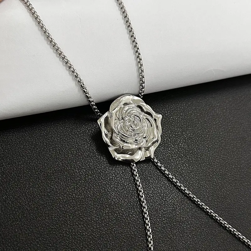Rose Pull Flower Necklace One Multi-Wear Waist Chain Neck Chain Sweater Chain 3