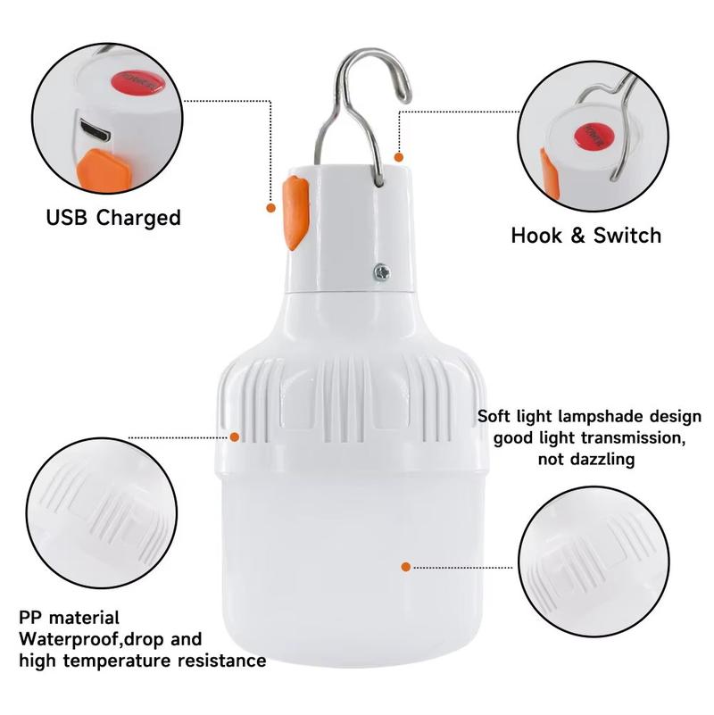 Product Introduction of USB Rechargeable LED Light Bulb Lantern for Outdoor Camping and Sports 4