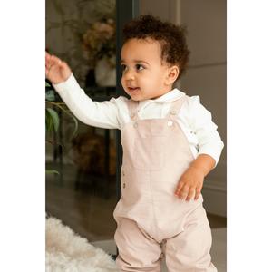 Boys Beige Needlecord Long Dungaree