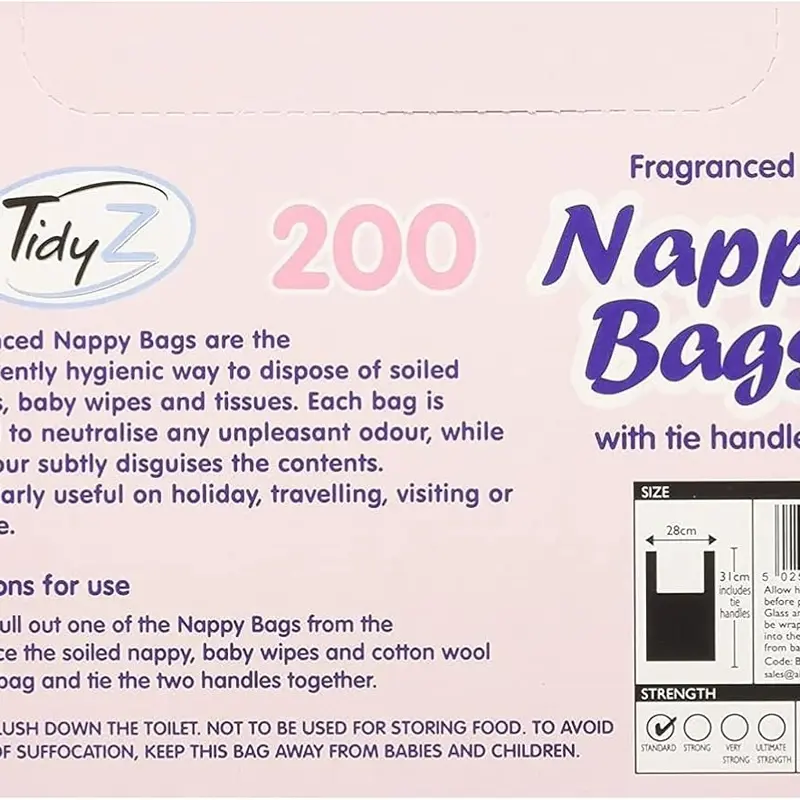 Box 200 Disposable Baby PERFUMED FRAGRANCED HYGENIC Nappy Bags Sacks TIE Handle 4