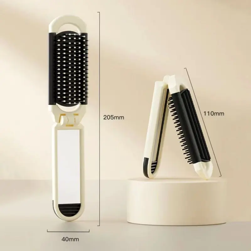 Milk white comb, air cushion comb, portable folding mini airbag comb with mirror, ladies' special mirror, all-in-one comb