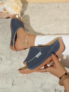 Women's Fashionable Solid Color Platform Sandals, Casual Comfortable  Wedge Sandals for Summer, Lightweight Breathable Shoes for Daily Wear