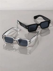 Summer Trendy Modern Styling Square Frame Outdoor Sun Protection Sunglasses for Women & Men, Travel Essentials, Lightweight & Durable Summer Trendy Casual Sunglasses for Men, Rich Girl Sunglasses, Black Square Frames Sunglasses