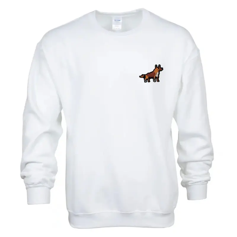 Embroidered Pixel German Shepherd| Unisex Crewneck Sweatshirt | Handcrafted Pixel Apparel | Unique Embroidery Gifts | PIXED Dog 5