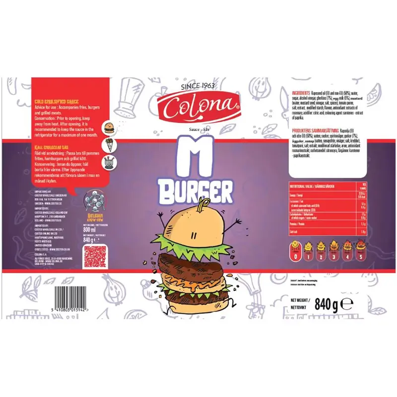 Colona M'Burger Sauce Squeezy Fries Chips Grilled Meat Hamburger BBQ Pack 2x800g 1