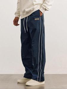 Men's Letter & Striped Print Drawstring Waist Sweatpants, Casual Loose Fit Jogger Pants for Summer, Fashion Men's Bottoms for Daily Wear, Trouser