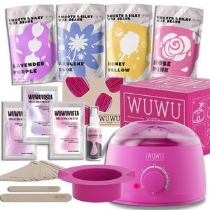 Waxing Kit for Women, 1 Set Wax Warmer Kit for Hair Removal, Including 4 Bags Wax Beans, Body Care Waxing Products