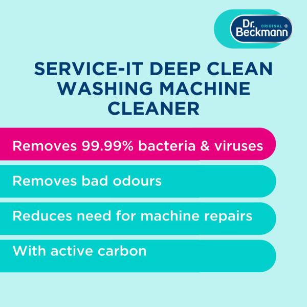 Dr. Beckmann Service-it Deep Clean Washing Machine Cleaner - Removes 99.99% of Bacteria, Fungi and Viruses - Eliminates Bad Odours - 250g - Household 2