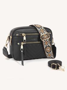 Women's Fashionable Solid Color Crossbody Bag, Casual Versatile Zipper Shoulder Bag with Adjustable Strap, Trendy All-match Commuter Bag for Daily Used