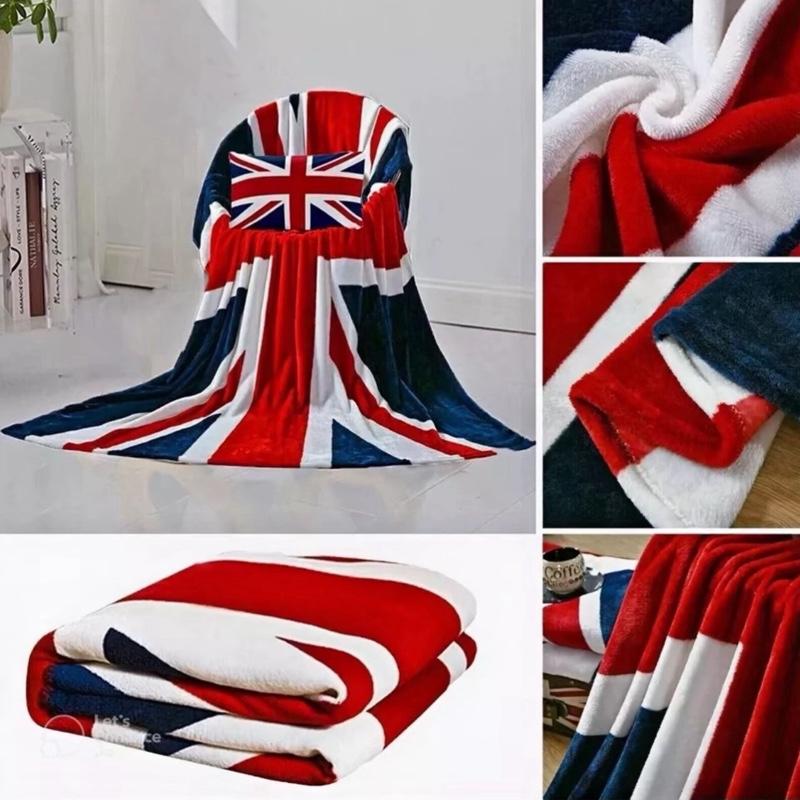 Bed sofa  throw flag Union Jack British soft faux fur fleece blanket size double king 4