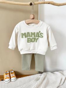 Baby's Letter Patched Sweatshirt & Pocket Pants Two-Piece Set, Casual Soft Comfy Round Neck Long Sleeve Pullover & Jogger Pants for Daily Wear, Infant Toddler Kids Spring & Fall Clothes
