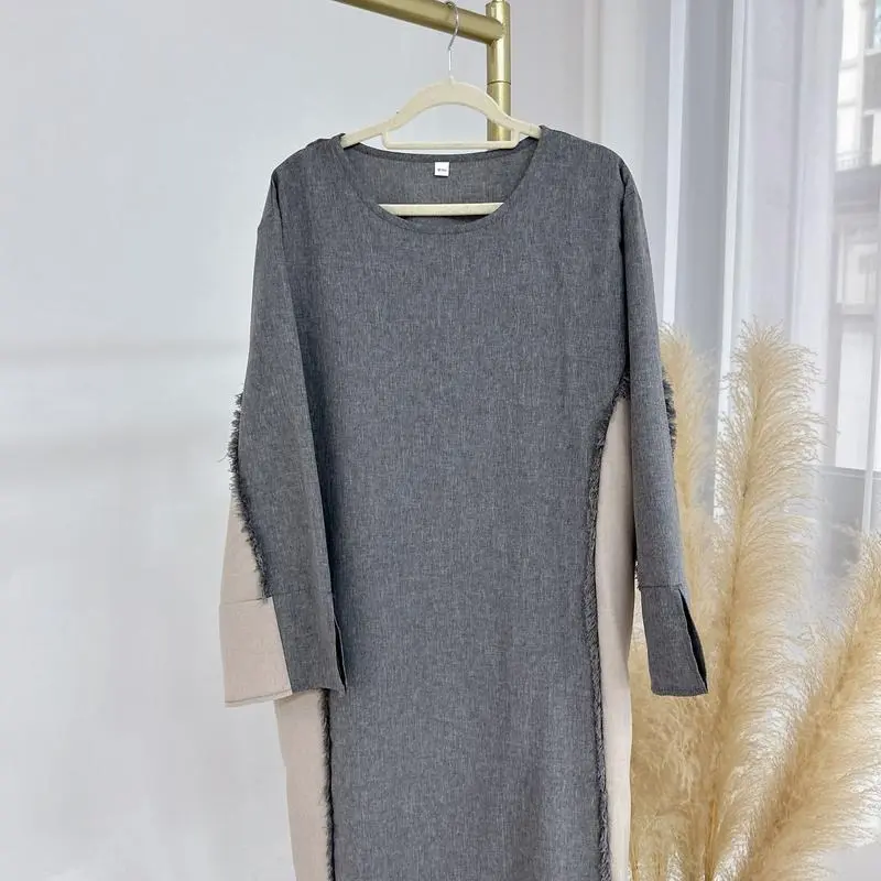 2025 Muslim clothing fashion stitching Dubai Turkish elegant robe abaya  coat 7