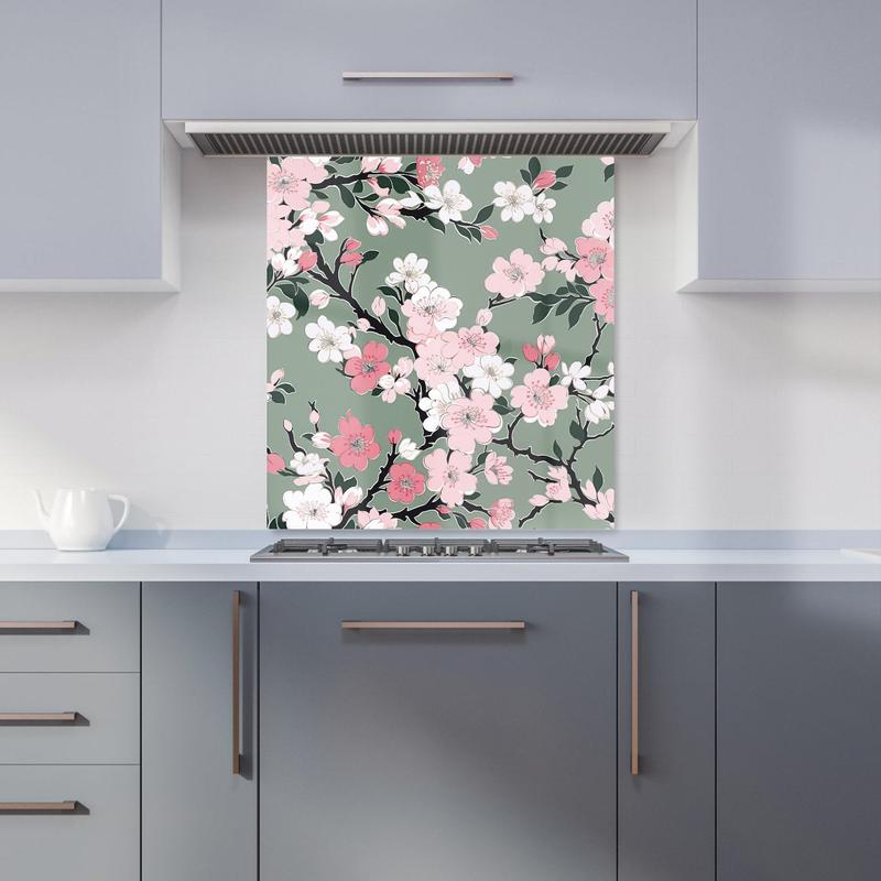 Pink Floral Abstract Pattern Kitchen Splashback 6