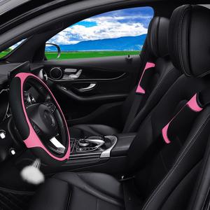 Car Interior Decoration Set, Non-slip Sun-proof Car Steering Wheel Cover & Seat Belt Cover & Gear Handle Cover & Keychain, Universal Car Interior Accessories, Van Interior Accessory, for Nissan Juke Accessories