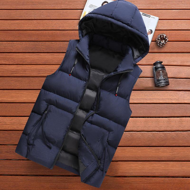 Slim Fit Warm Hooded Vest for Women, Pure Color Womenswear Black 4