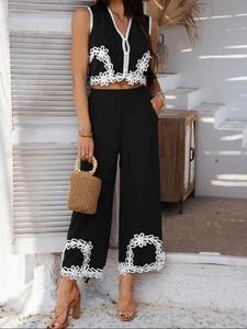 Women's Floral Pattern Tank Top & Wide Leg Pants Two-piece Set, Casual Sleeveless Top & Pants for Summer, Ladies Clothes for Daily Wear, Womenswear