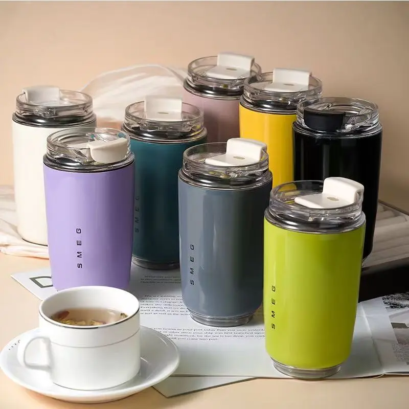 240ml Smeg Coffee Mug Stainless Steel Travel Water Bottle Insulated Cup White