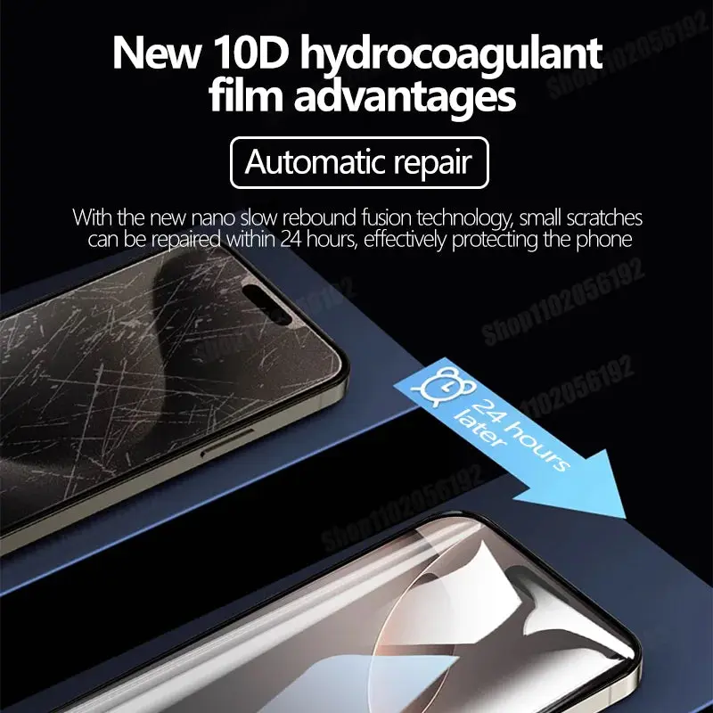 5PCS Full Cover Hydrogel Film For iPhone 16 Pro Max 16E Screen Protector For iPhone 15 11 Pro Max 14 Plus 12 13 Mini Soft Film 3