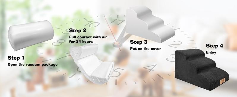 Product Introduction of MASTERTOP Dog Steps for Bed, 3-Steps High Density Foam Dog Stairs for Small Injured Older Pets, Dog Ramp with Removable Cover, Non-Slip Pet Stairs for Indoor Sofa Couch Bed - Black, 60 x 40 x 40cm 15