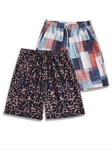 Men's Leopard Print Boxer Briefs, Loose Casual Comfy Breathable Shorts for Summer, Men's Bottoms for Daily Wear