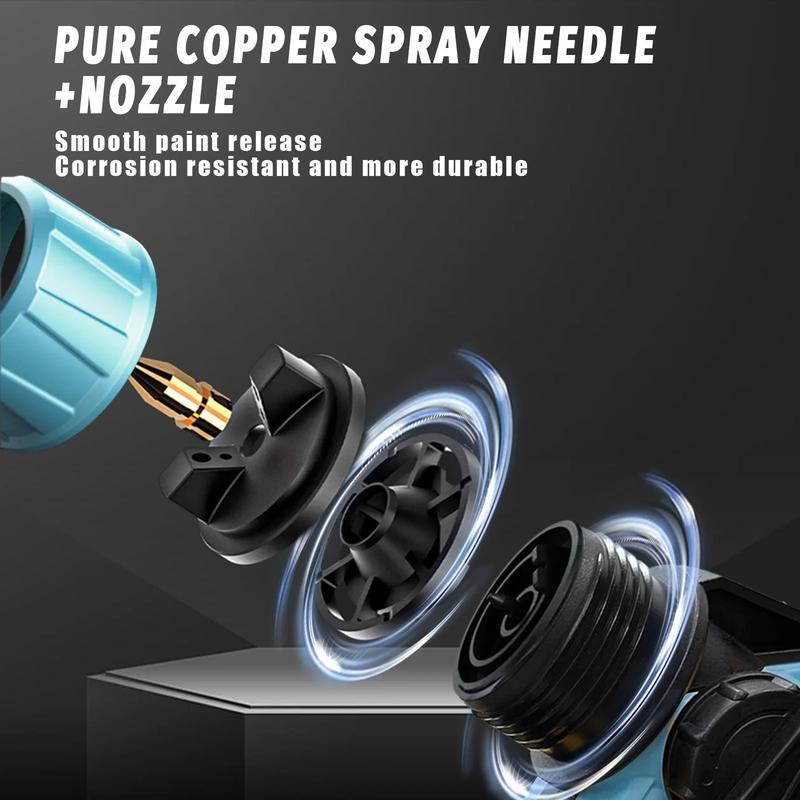 2 Battery Cordless Paint-Sprayer-Spray Gun Airless Home/Outdoor Wall Fence For Makita 18V HVLP 1000ML 2