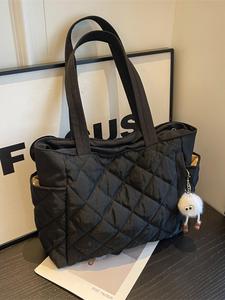 Women's Solid Color Quilted Tote Bag, Fashionable Large Capacity Shoulder Bag for Daily Used, Casual Trendy Versatile High-quality Daily Commuting Bag