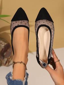 Women's Fashionable Patchwork Design Breathable Mesh Flats, Casual Comfortable Pointed Toe Flat Shoes for Daily Wear, Lightweight Breathable Shoes for All Seasons, Slip on Flats