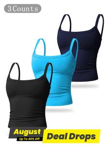 Women's Solid Wireless Sports Bra, Quick Drying Breathable Comfortable Sports Vest, Ladies Sportswear for Indoor Outdoor Wear, Gym Workout Clothes Women, Fitness Clothes
