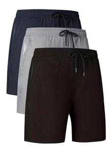 Men's Solid Zipper Pocket Drawstring Waist Shorts, Casual Breathable Quick Drying Shorts for Summer, Men's Bottoms for Daily Wear