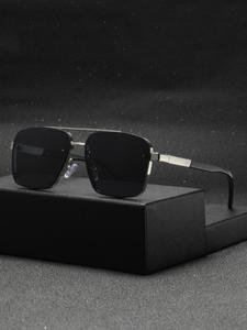 Men's Metal Sunglasses, Trendy Casual Sunglasses for Everyday Use, Fashion Accessories for Outdoor Activities, Square Sunglasses, Trendy Beach Eyewear