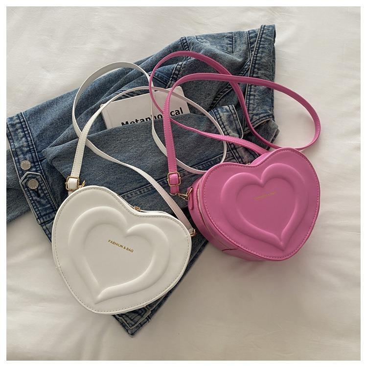 Product Introduction of 2025 New Candy Color Heart Shape Woman's Bags Fashion Korean Style Lady's Shoulder Bags PU Leather Crossbody Bags 1