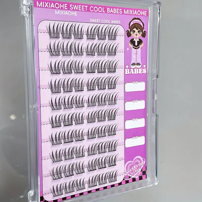 MIXIAOHE 60 Clusters DIY Self-Adhesive False Eyelashes - Natural C/D Curl, 10-15mm Lengths, Reusable Cross/Anime/Fluffy/Cluster Styles for Beginners, No Glue Needed, Korean-Inspired Everyday & Special Occasion Makeup 6