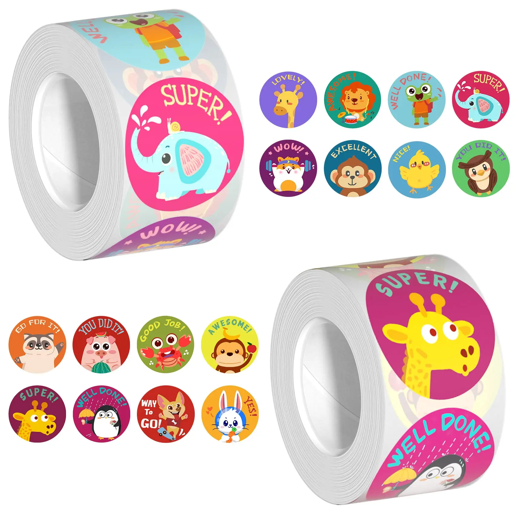 1000 PCS Incentive Stickers for Kids,1 Inch Animal Reward Stickers in 16 Designs.Teacher Supplies for Classroom,Potty Training Stickers,Encouraging Stickers,Motivational Stickers