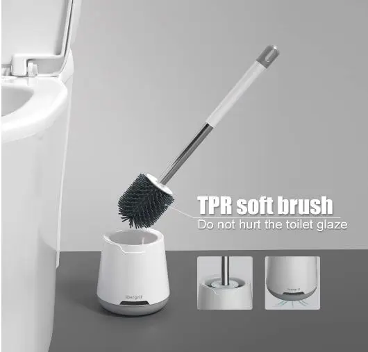 Silicone Toilet Brushes & Holders, Deep Cleaner, Toilet Brush with Quick Drying Holder Set for Bathroom Cleaning 1