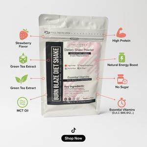 Burn Blaze Strawberry  Shake | Snack Replacement Shake High Protein | Tolicious