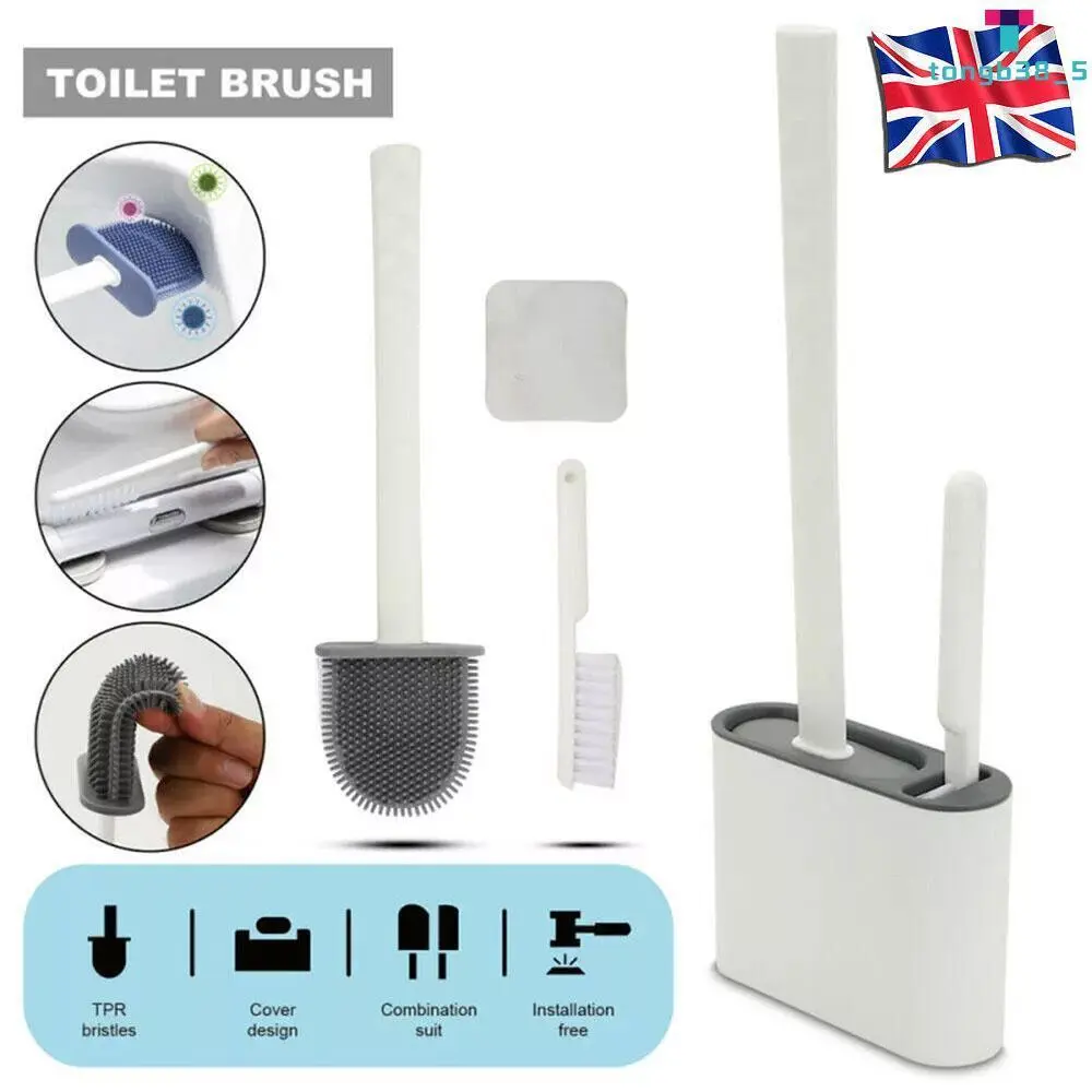 Toilet Brushes with Toilet Brush Holder Soft Bathroom Cleaning Upgraded Silicone bathroom  accessories toilet  brush smart  toilet  brush