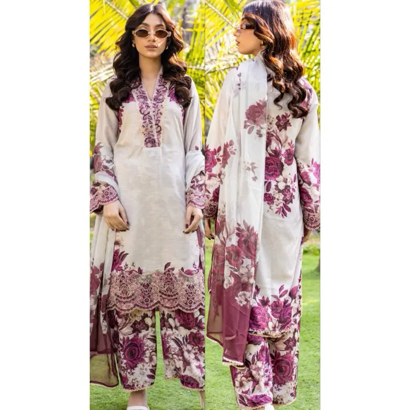 Designer LAWN embroidered 3pcs Asian salwar kameez suit 3