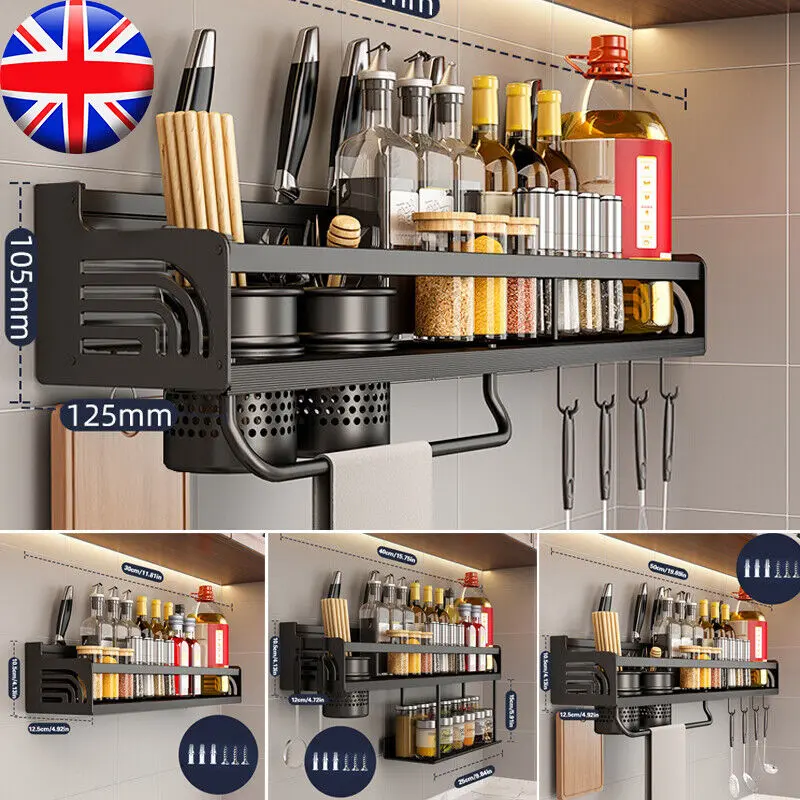 Spice Rack Wall Mounted Kitchen Organiser Spice Storage Rack Kitchen Holder 5