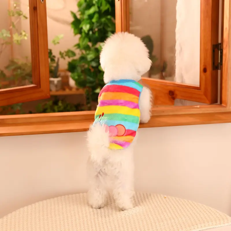 Pet Rainbow Color Sweatshirt Cute Dog Sweatshirt, For Winter Spring Autumn Christmas Gift 7