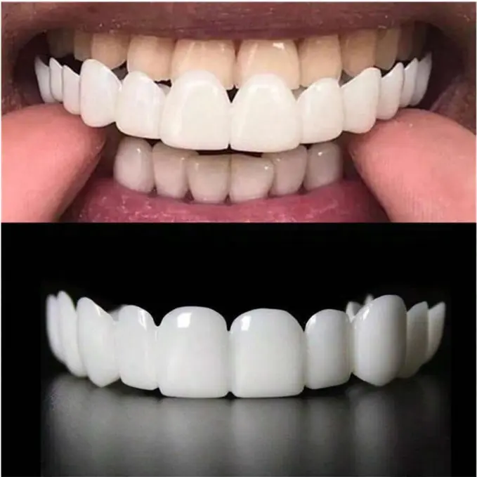 4Pcs/SetTemporary Teeth Set, Perfectly Cover, Durable Plastic Veneer Teeth Covers Halloween Makeup Decor